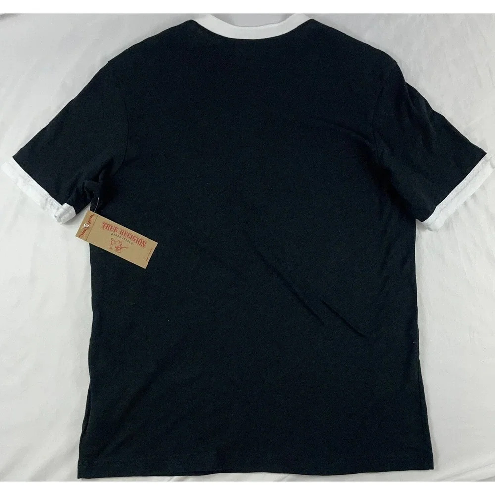 True Religion Black White Henley Size Mens M NWT 79$
